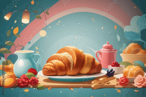 french  croissant illustration