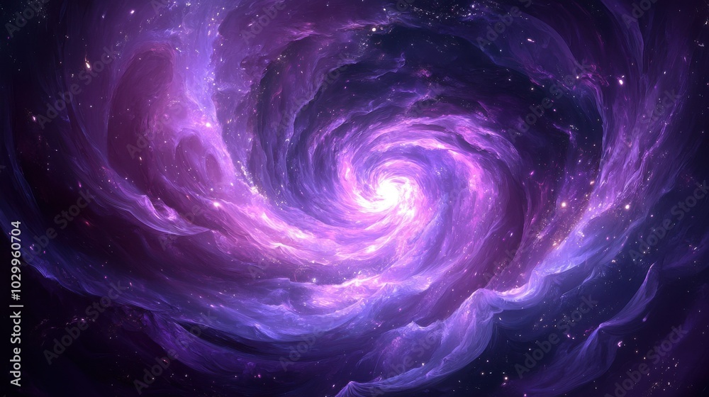 Violet galaxy swirling in deep space Violet galaxy swirling in deep space