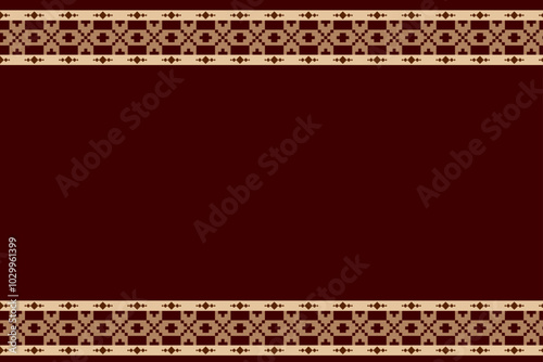 Geometric and cross stitch traditional ethnic pattern.floral pixel art embroidery. Elegance background and frame. abstract Aztec seamless pattern for fabric,cloth,dress,carpet,sarong,frame,border.