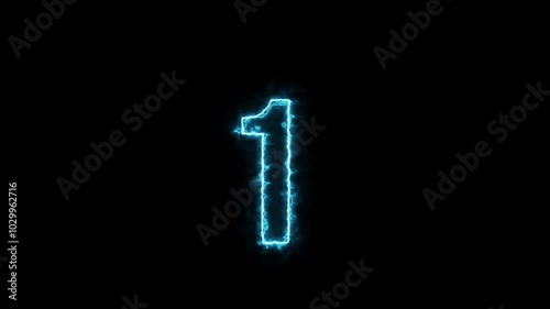 Combo Pack Glowing neon light countdown timer  with month name cyan and purple color animation on dark night background.