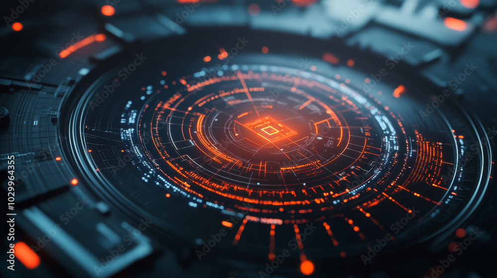 This image shows a radar-like system protecting personal data from online threats. It represents a cybersecurity tool that detects and prevents hacker attacks. This image shows a radar-like system protecting personal data from online threats. It represents a cybersecurity tool that detects and prevents hacker attacks.