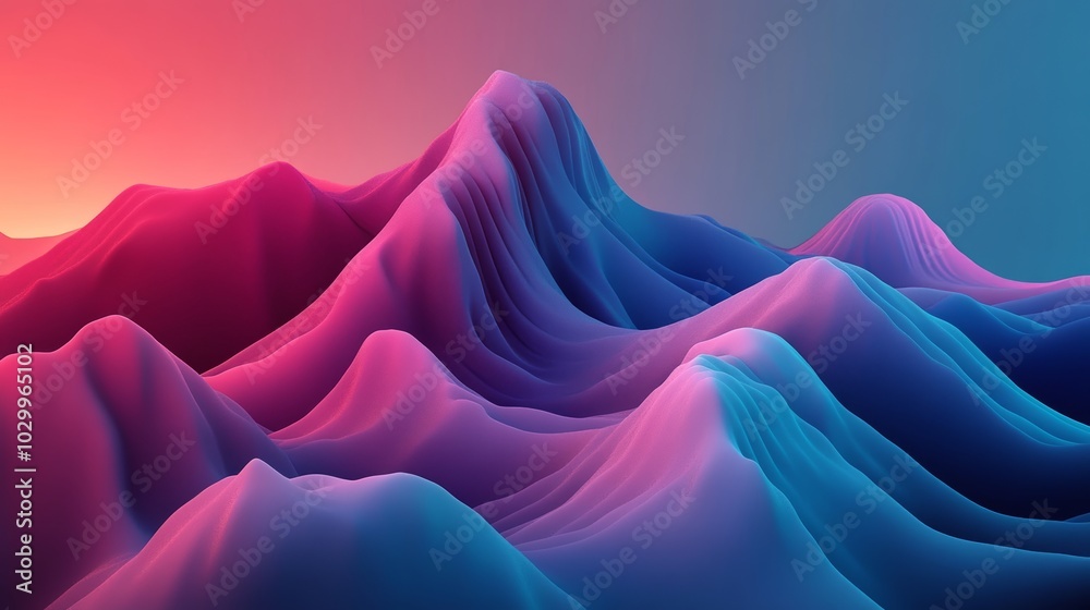 Obraz premium Minimalist Abstract Mountain Background with Gradient Lighting Generative AI
