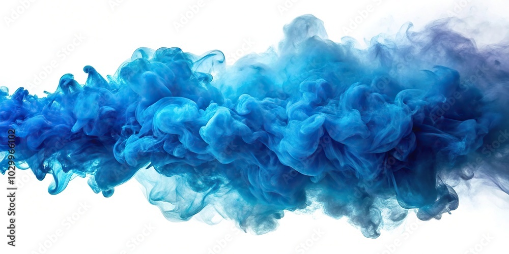 Smoke cloud with blue dust particles floating in mist, close up macro shot Smoke cloud with blue dust particles floating in mist, close up macro shot