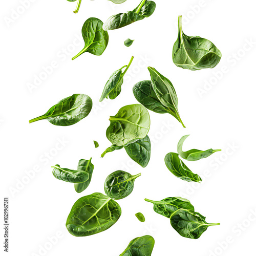 Spinach leaf on white background