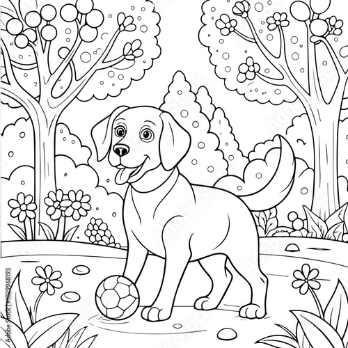 Dog outline for coloring page , kids coloring books, vector illustration design. 