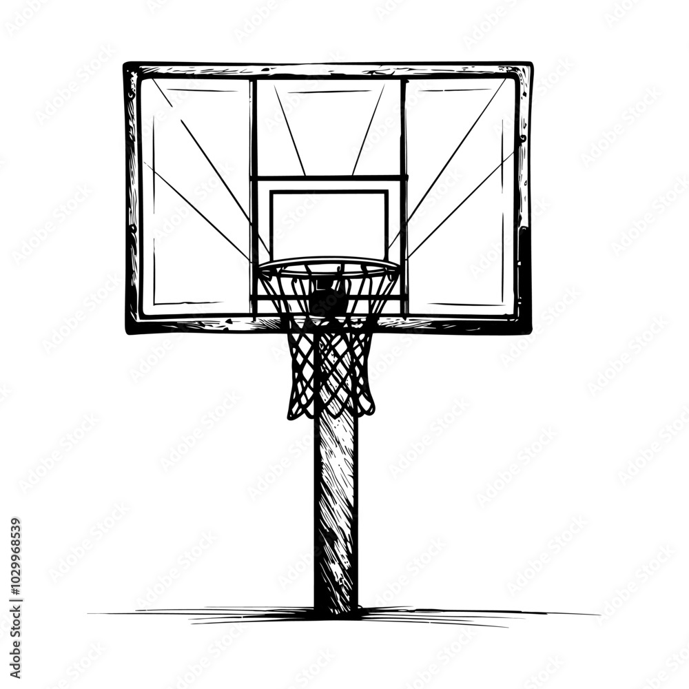 Vector illustration of a basketball hoop with a net. Ideal for sports, games, or fitness-themed designs. Generative AI. Vector illustration of a basketball hoop with a net. Ideal for sports, games, or fitness-themed designs. Generative AI.