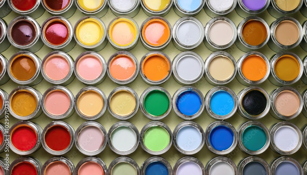cans of paint of different colors background cans of paint of different colors background