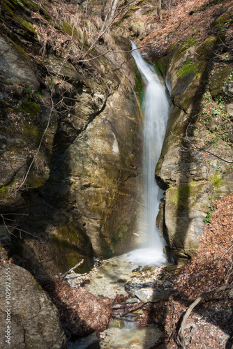 Amazing scenery by the little waterfall of Kagia, Panagitsa village, Pella, Greece photo