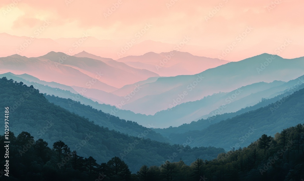 Fototapeta premium Subdued Mountain Layers at Twilight