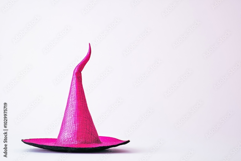 Fototapeta premium A Pink Witch's Hat Against a White Background