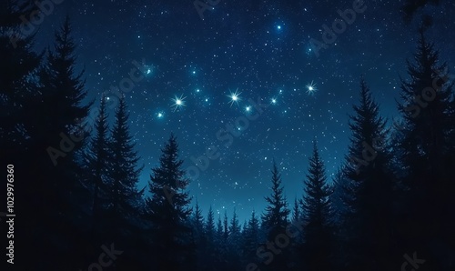 The Big Dipper constellation above the forest