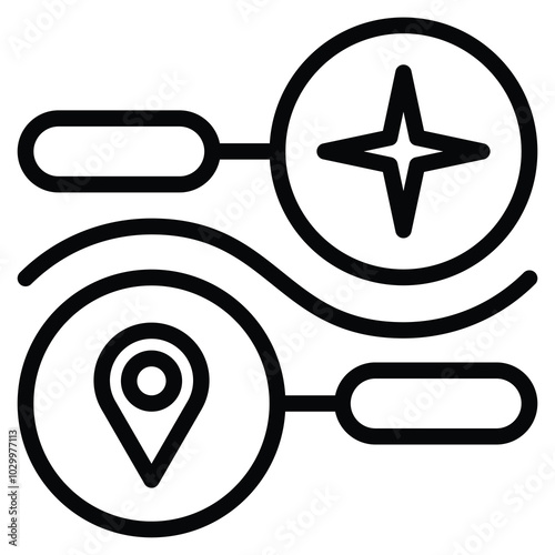 discovery map icon line vector illustration