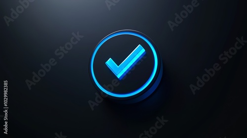 Wallpaper Mural A vibrant blue checkmark enclosed within a dark circle symbolizes validation, consent, or online identification in cutting-edge technological displays Torontodigital.ca