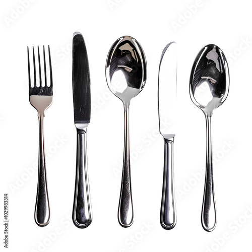 Shiny Silverware Set Fork, Knife, and Spoons