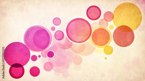 Abstract colorful circles on a vintage background for a modern, trendy design