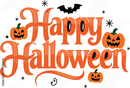 Typography Happy Halloween simple template background Vector illustration.