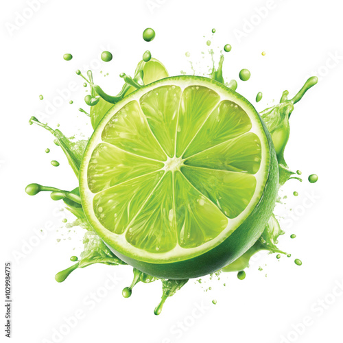 whole and sliced lime splash with drops png design