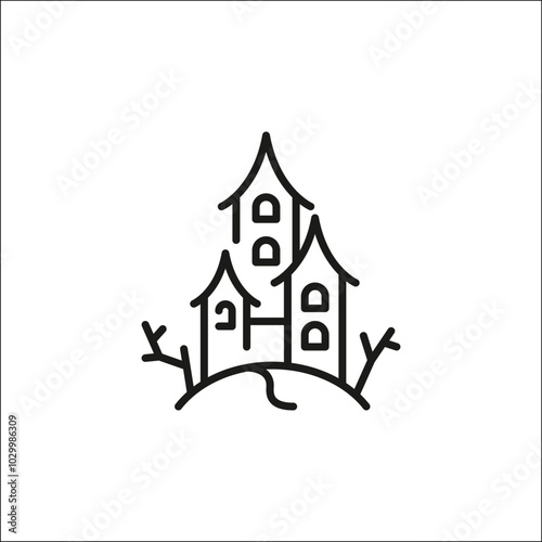 Haunted House icon. Simple Halloween-themed haunted house, ideal for social media, app, and web design. Vector illustration