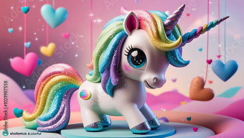 Joyful Unicorns with Shimmering Rainbow Manes photo