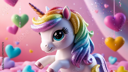 Joyful Unicorns with Shimmering Rainbow Manes photo