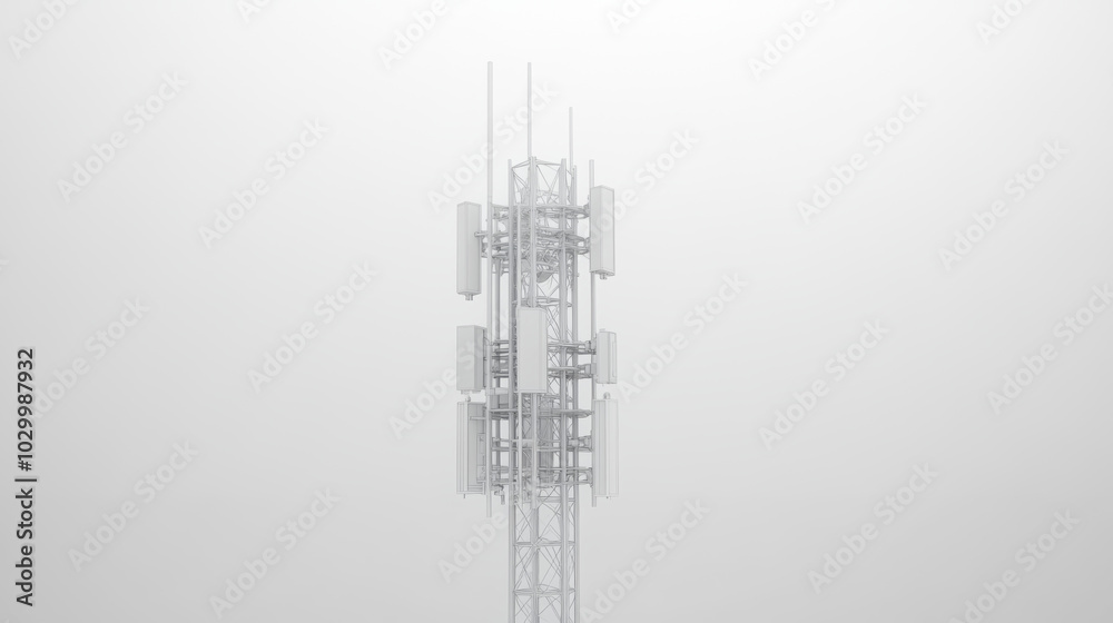 A 3D model of a cell tower with a 5G antenna. This illustration shows how the tower transmits and receives mobile phone signals, connecting people worldwide.low poly wireframe. A 3D model of a cell tower with a 5G antenna. This illustration shows how the tower transmits and receives mobile phone signals, connecting people worldwide.low poly wireframe.