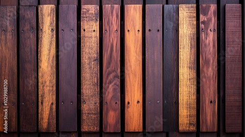 A close up of a wooden wall with different shades of brown