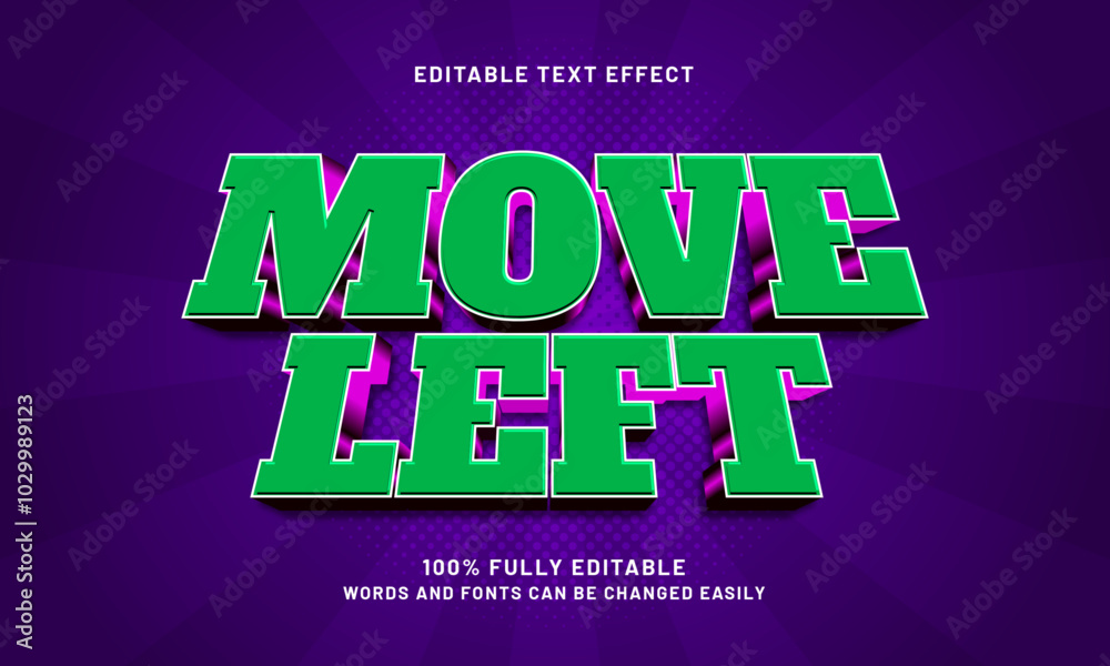 Obraz premium move left editable text effects with a game and win theme