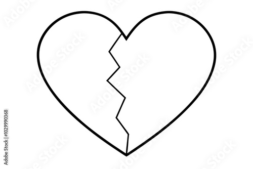 Broken heart | isolated vector silhouette illustration on white background