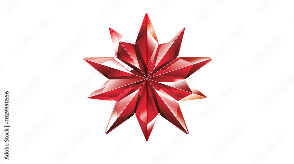 Red Crystal Star Geometric Shape Design with PNG Transparent Background Red Crystal Star Geometric Shape Design with PNG Transparent Background