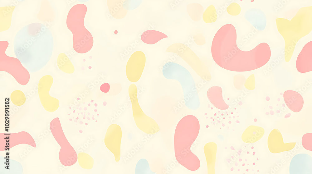 Soft Pastel Pattern of Organic Shapes with Pink, Yellow, and Blue Hues on a Light Background for Subtle Artistic and Design Uses Soft Pastel Pattern of Organic Shapes with Pink, Yellow, and Blue Hues on a Light Background for Subtle Artistic and Design Uses