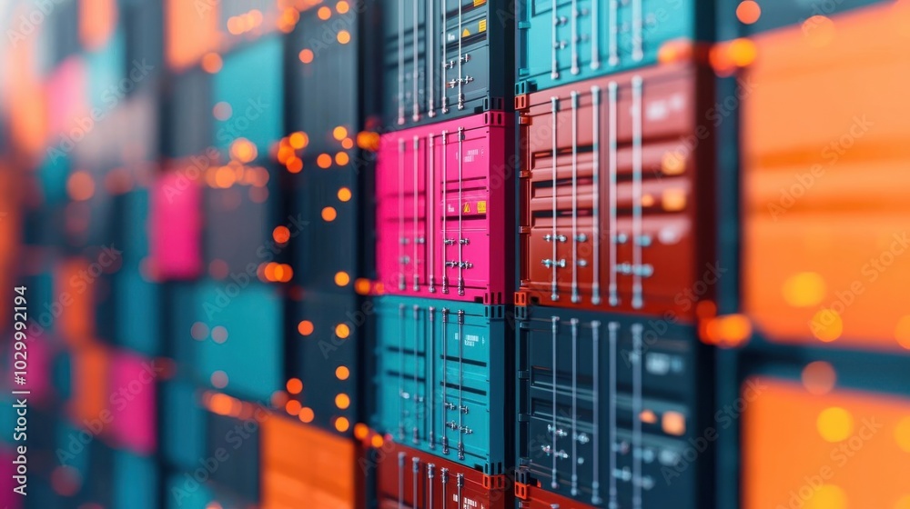 Fototapeta premium Network management with real-time asset tracking in ecommerce, synchronized data, optimized inventory flow, digital integration