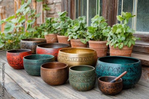 Choose a calming singing bowl, echoing self-care and healing energy.,