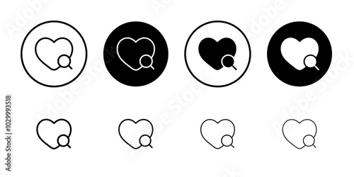 Search heart icon Outline vector for web ui