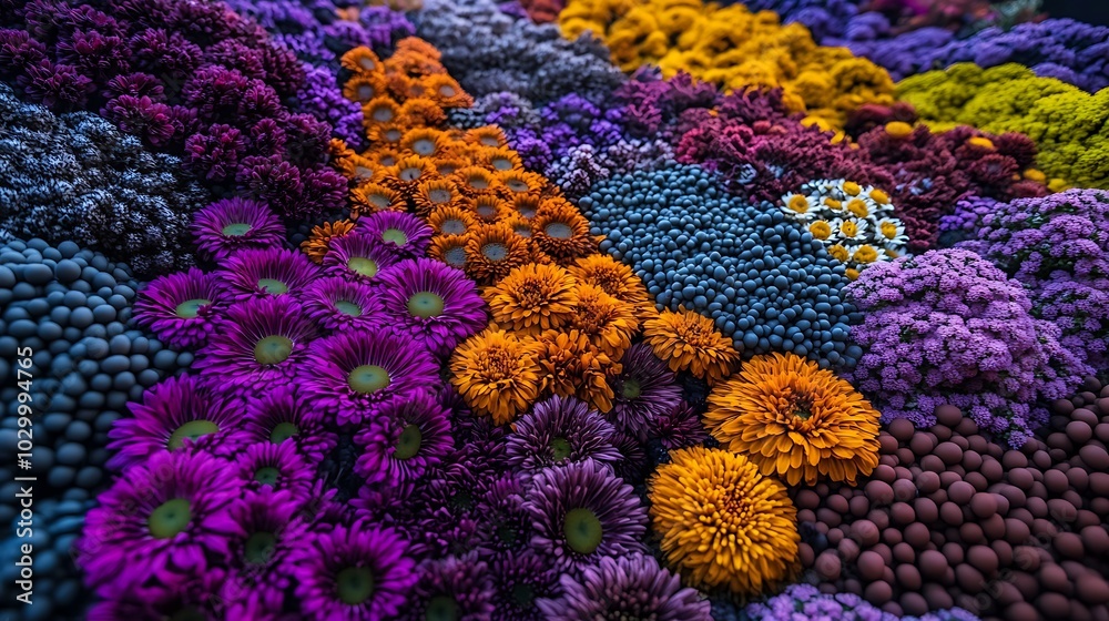 Close up of Colorful Flowers Arranged in a Pattern perfect for wallpaper or social media Simple Neutral Background with Free Space for Design Close up of Colorful Flowers Arranged in a Pattern perfect for wallpaper or social media Simple Neutral Background with Free Space for Design