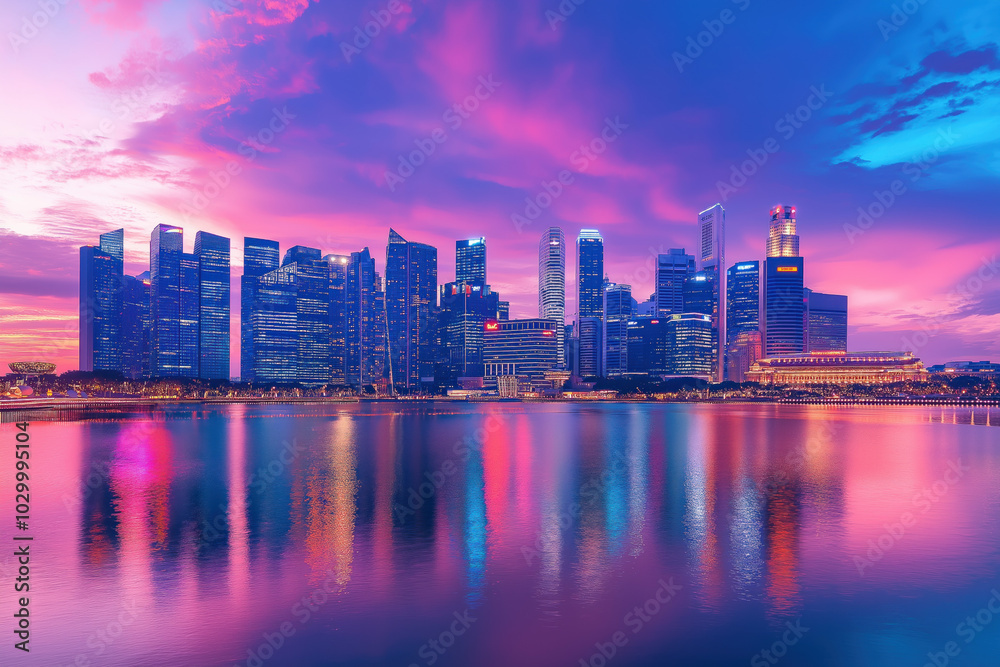 Chic City Skyline At Twilight, With Modern High-Rises Illuminated By City Lights, Providing A Sleek And Stylish Classy Background Chic City Skyline At Twilight, With Modern High-Rises Illuminated By City Lights, Providing A Sleek And Stylish Classy Background