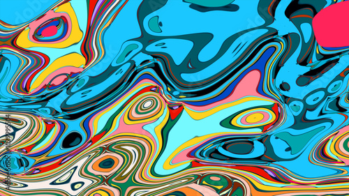 Abstract colorful fluid wave psychedelic liquid background for summer music 2025