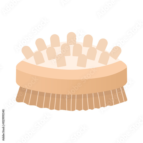 Massage brush. Beauty and self-care tool. Elements for the bathroom and sauna. Cartoon flat illustration.