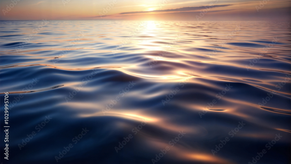 Obraz premium Background of calm sea surface at sunset with gentle ripples reflecting sky light