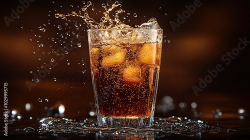 Cola flows into a glass.