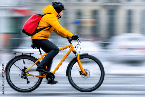 Delivery Person On A Bicycl...