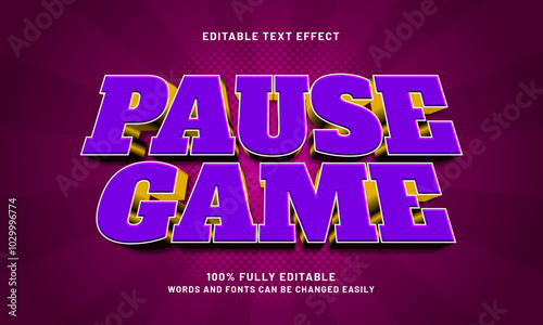 pause game editable text effects with a game and win theme