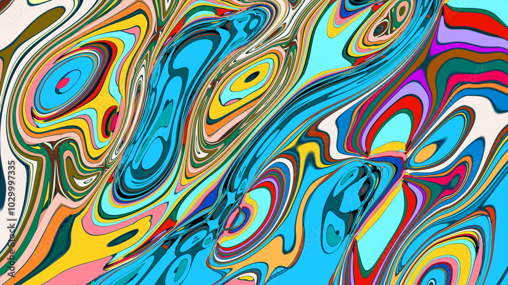 Obraz premium Abstract colorful fluid wave psychedelic liquid background for summer music 2025