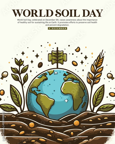 World Soil Day with soil fertility and soil restoration social media post banner template