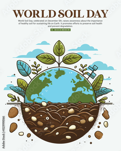 World Soil Day with soil fertility and soil restoration social media post banner template