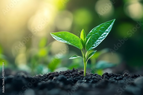 Side view macro shot of a growing plant, symbolizing financial growth and trends, minimalistic and serene., photo of Isolated on transparent background-- C100