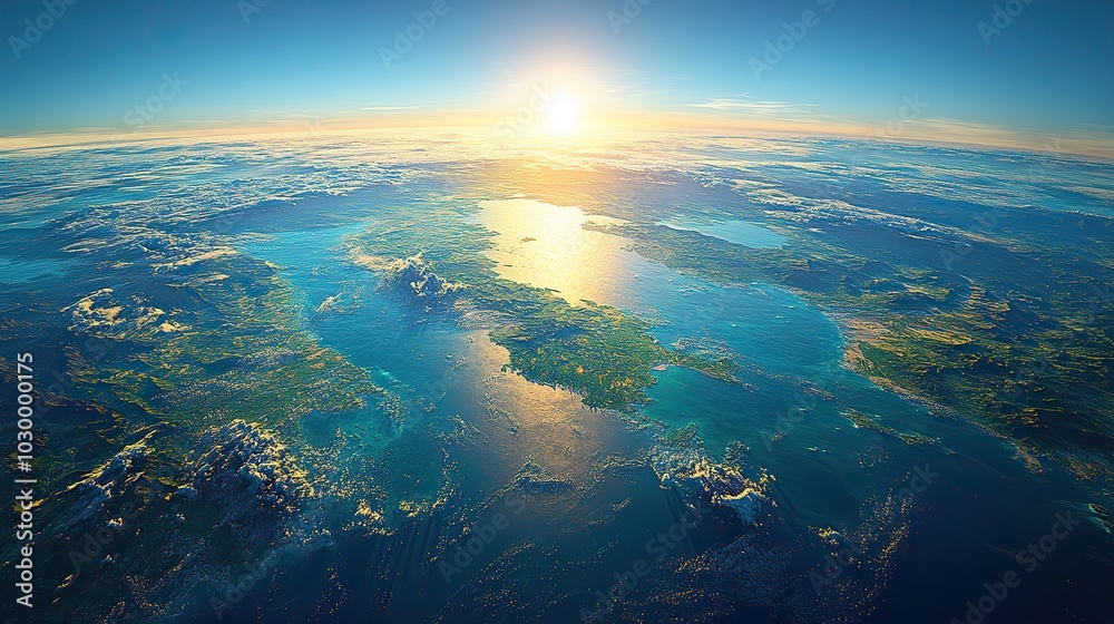 From a northern perspective, planet Earth's landforms are detailed.
