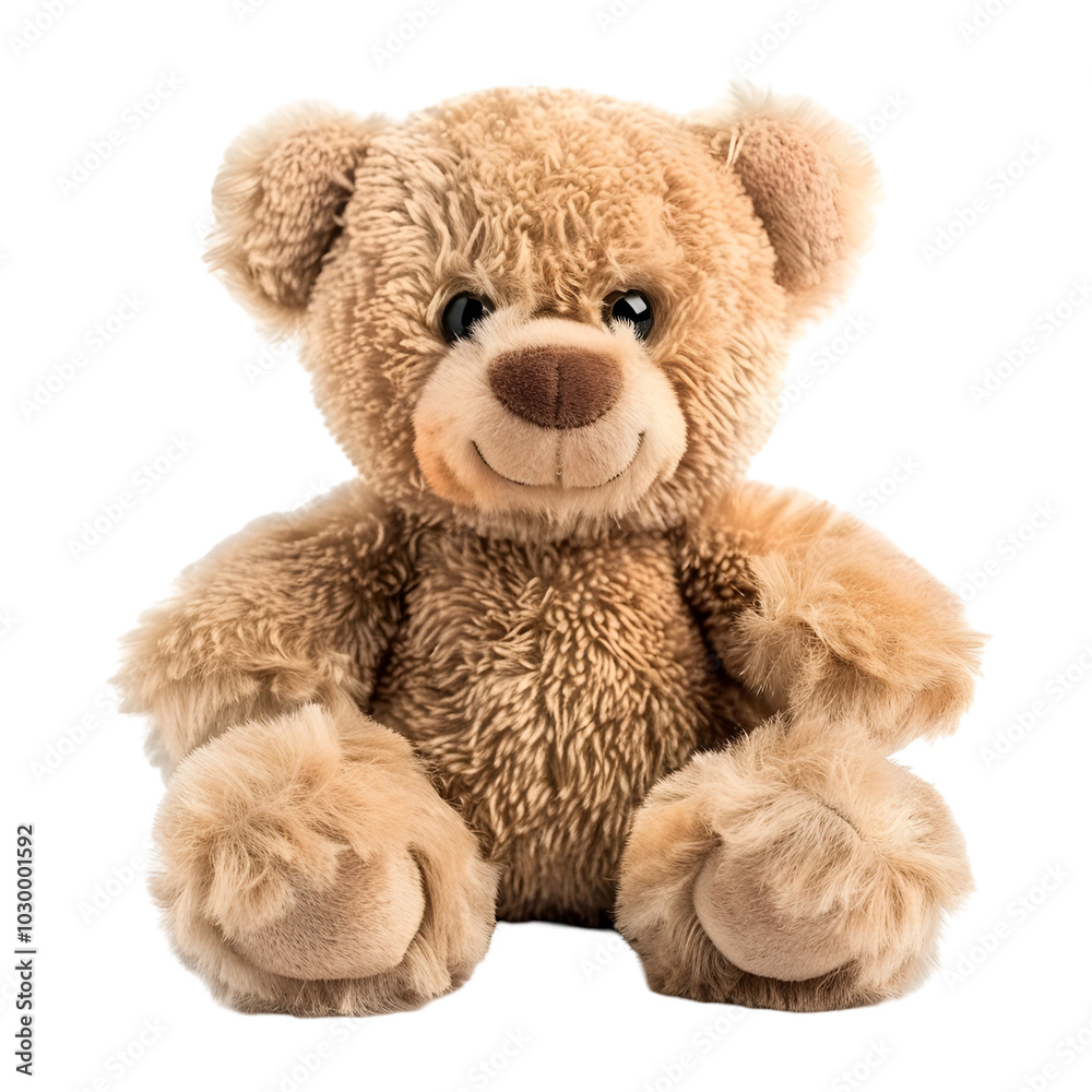 Obraz premium Smiling Plush Teddy Bear Sitting Isolated