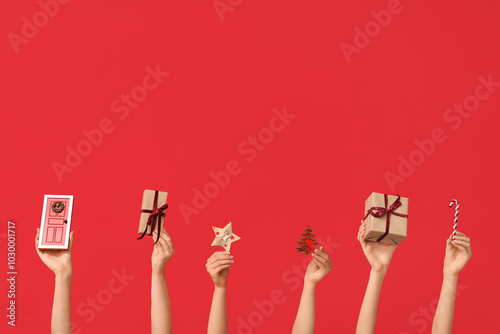 Female hands with gift boxe...