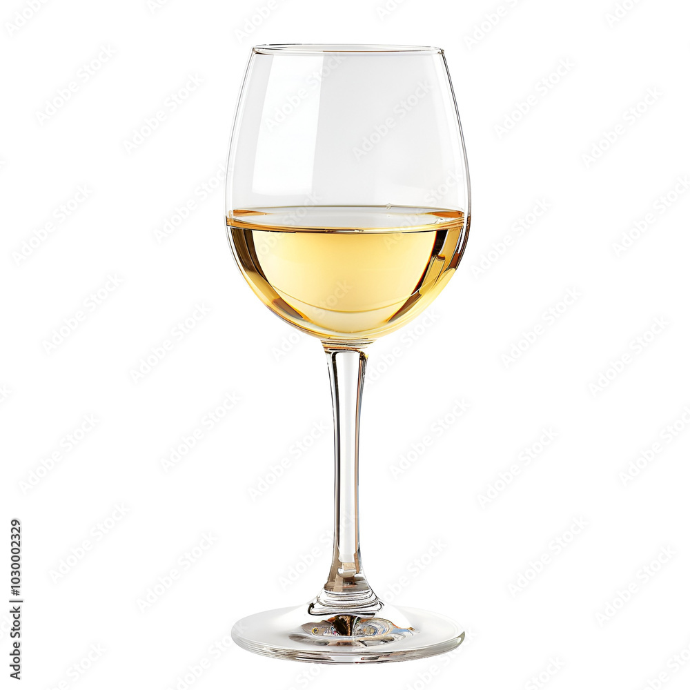 Glass of White Wine, Clear and Refreshing Glass of White Wine, Clear and Refreshing