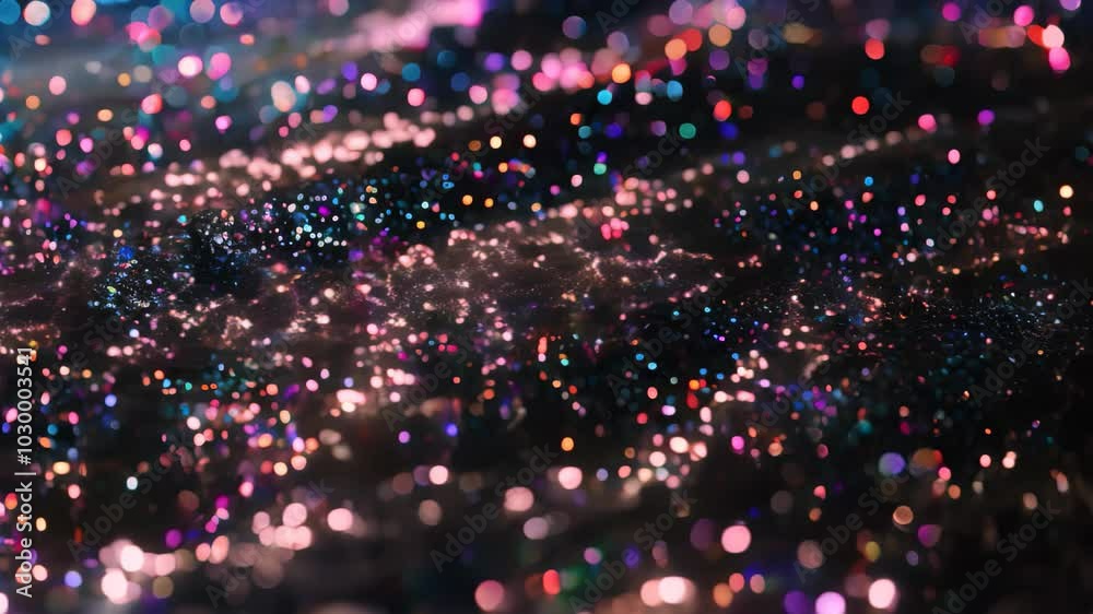 Close-up of a glittery surface with blue and pink reflective particles, Sparkly, glittery surface with reflective particles Close-up of a glittery surface with blue and pink reflective particles, Sparkly, glittery surface with reflective particles